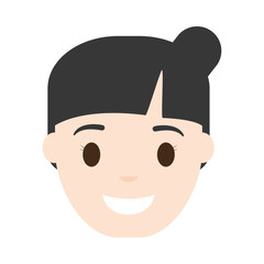 cartoon woman smiling icon over white background colorful design  vector illustration