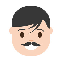 cartoon man with mustache icon over white background colorful design  vector illustration