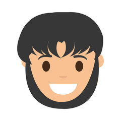 cartoon woman smiling icon over white background colorful design  vector illustration