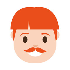 cartoon man with mustache icon over white background colorful design  vector illustration