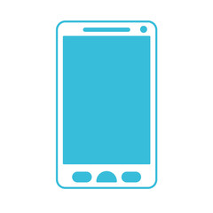 blue color silhouette of smartphone icon