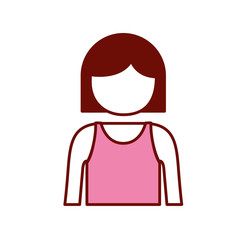 pink and scarlet red sections silhouette of girl half body and faceless