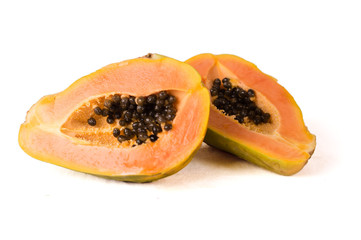 Sliced papaya isolated on white background