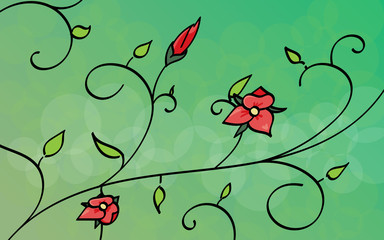 Trillium flowers on vines