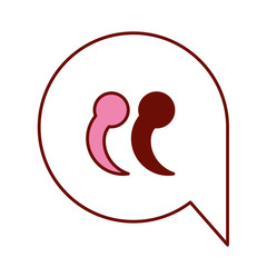 pink and scarlet red sections silhouette of speech bubble with quote sign