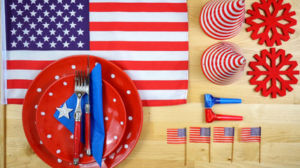 American theme party table overhead