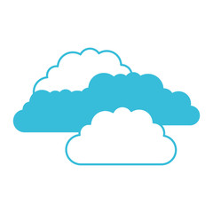 blue color silhouette with set of clouds