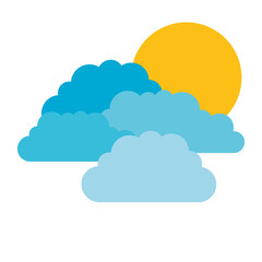 colorful silhouette with set of clouds and sun