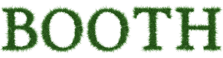 Booth - 3D rendering fresh Grass letters isolated on whhite background.