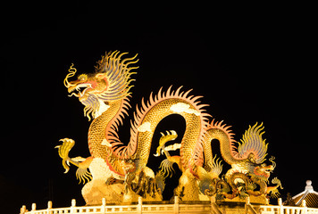 Golden dragon with lights.
