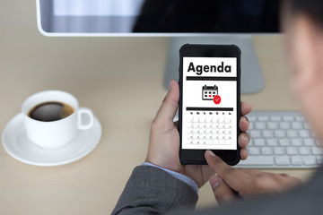 Agenda Activity on conputer Business man Making Agenda Information Calendar Events and Meeting Organizer