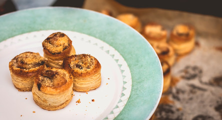 cook prepares minis french Puff Pastry Shell