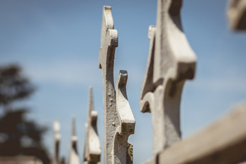 details of structure and ornaments of wrought iron fence and gate
