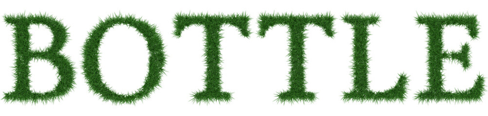 Bottle - 3D rendering fresh Grass letters isolated on whhite background.