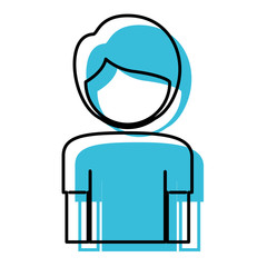 blue watercolor silhouette of boy half body and faceless