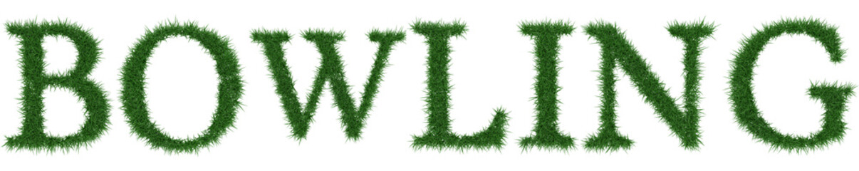 Bowling - 3D rendering fresh Grass letters isolated on whhite background.