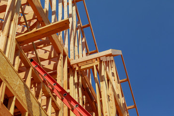 Interior framing new house under construction