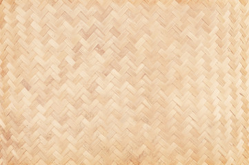 Close up of old woven bamboo in natural patterns, handmade weave bamboo texture background.