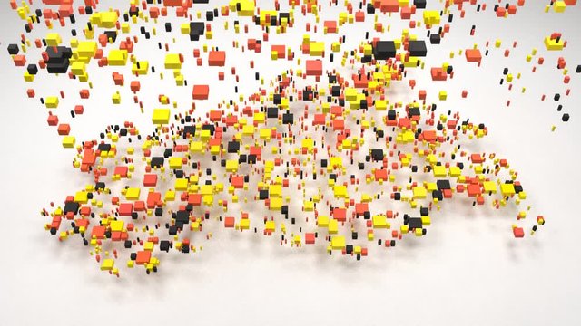 Decorative map of Mecklenburg - Germany | 3D rain of little bricks