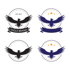Obraz premium Eagle Hawk Falcon Bird with Circle and Ribbon Isolated Logo