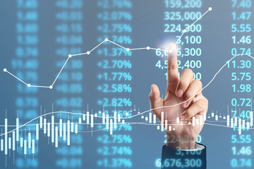  Businessman plan growth and increase of chart positive indicators in his business