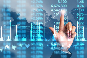  Businessman plan growth and increase of chart positive indicators in his business