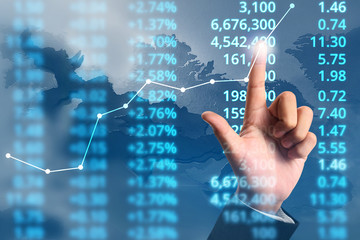  Businessman plan growth and increase of chart positive indicators in his business