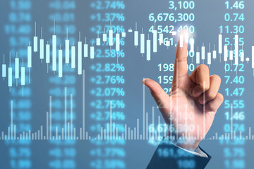  Businessman plan growth and increase of chart positive indicators in his business