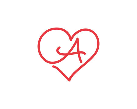 Letter A And Heart Logo 1