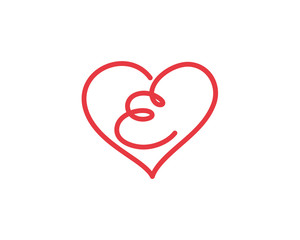 Letter E and heart logo 1