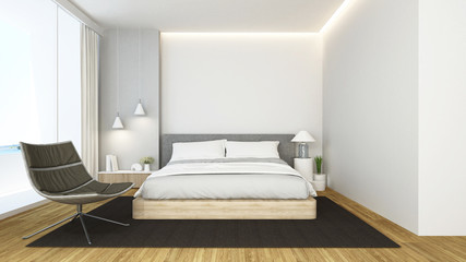 bedroom and living area in hotel or apartment - interior design - 3D Rendering