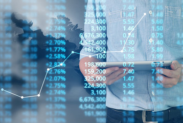  Businessman plan growth and increase of chart positive indicators in his business