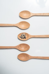 Wooden spoon isolated on white background