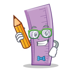 Student with pencil ruler character cartoon design © kongvector