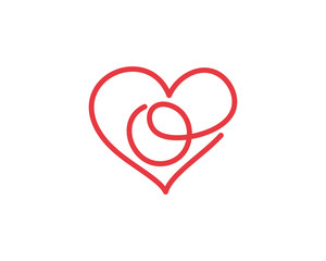 Letter O and heart logo 1