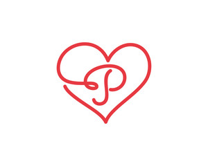Letter P and heart logo 1