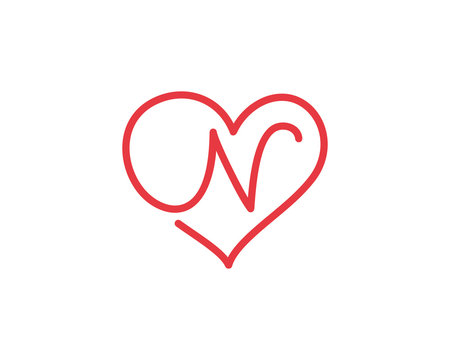 Letter N and heart logo 1