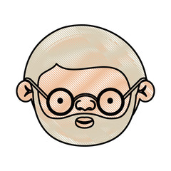 color crayon silhouette of face elderly man with beard and glasses