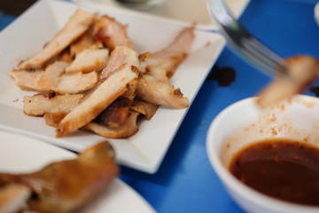 Sliced pork or grilled pork dish