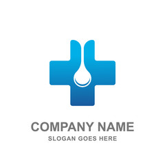 Medical Healthcare Blue Cross Water Drop Logo 