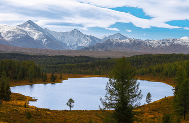 autumn lake in mountains. Altai Russia