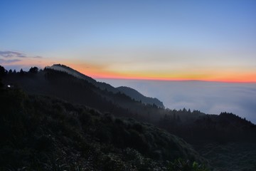 Naklejka na ściany i meble Sunset on mountain in Hsinchu,Taiwan.