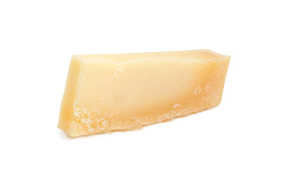 Parmesan cheese on a white background