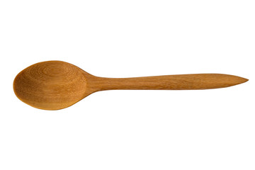 Wooden spoon on isolated white background.