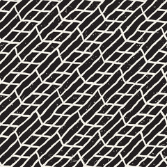 Hand drawn style seamless pattern. Abstract geometric tiling background in black and white. Vector doodle line lattice