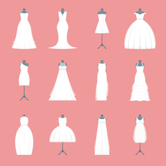 Wedding Dresses Set on Mannequin. Vector