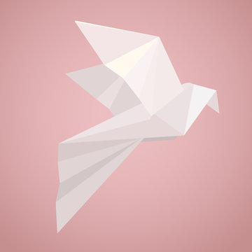 White origami pigeon. Paper Zoo. Vector element for your creativity
