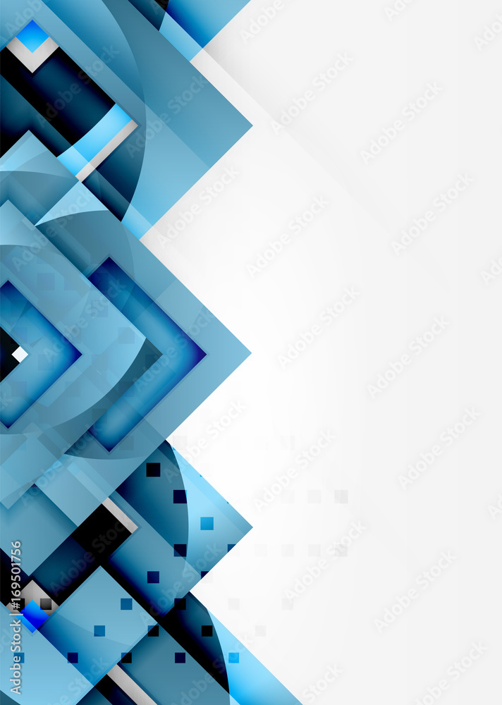 Poster Squares geometric object in light 3d space, abstract background