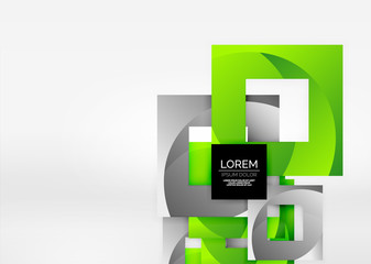 Squares geometric shapes in light grey 3d space