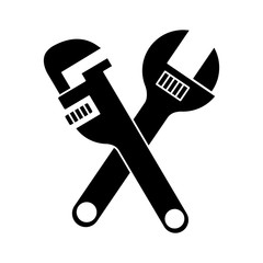  pipe wrench and wrench crossed  icon over white background vector illustration